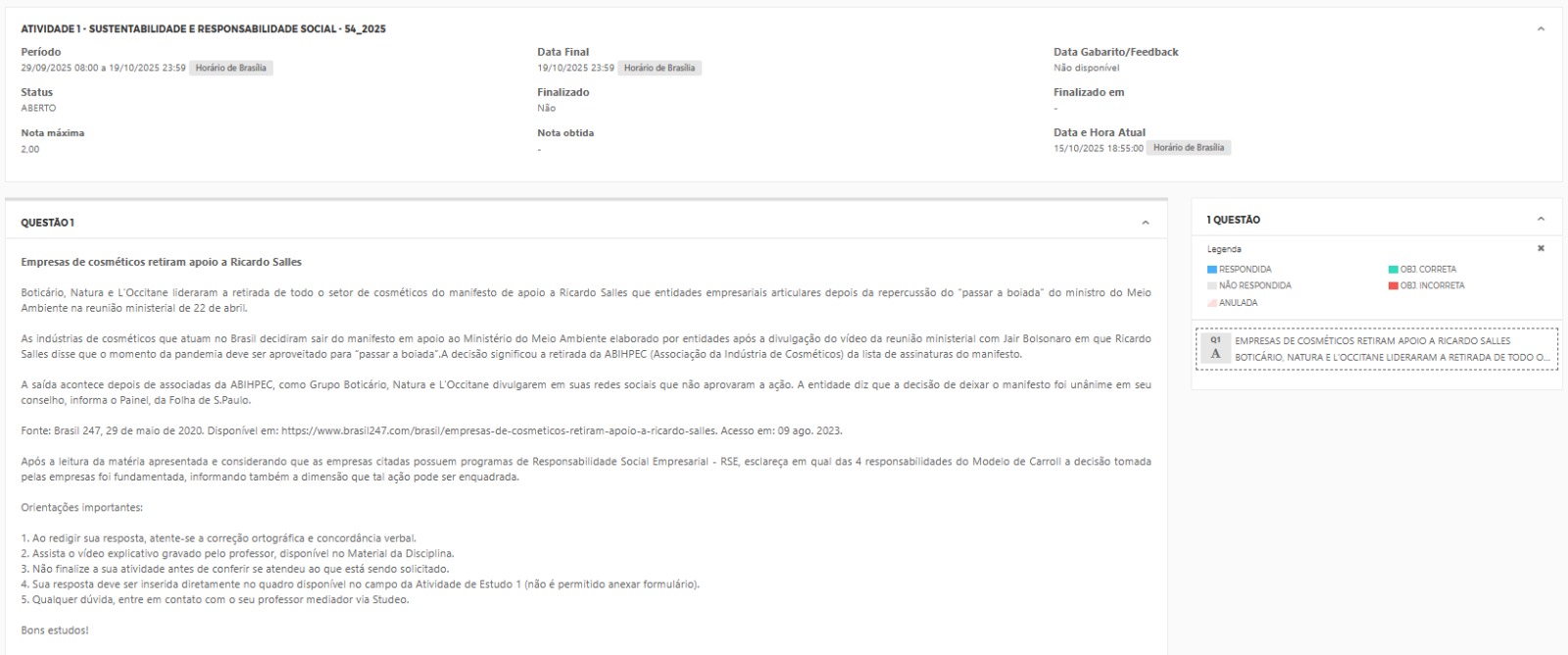 Capa do material: ATIVIDADE 1 - PED - METODOLOGIA DO ENSINO DE HISTÓRIA - 54_2025