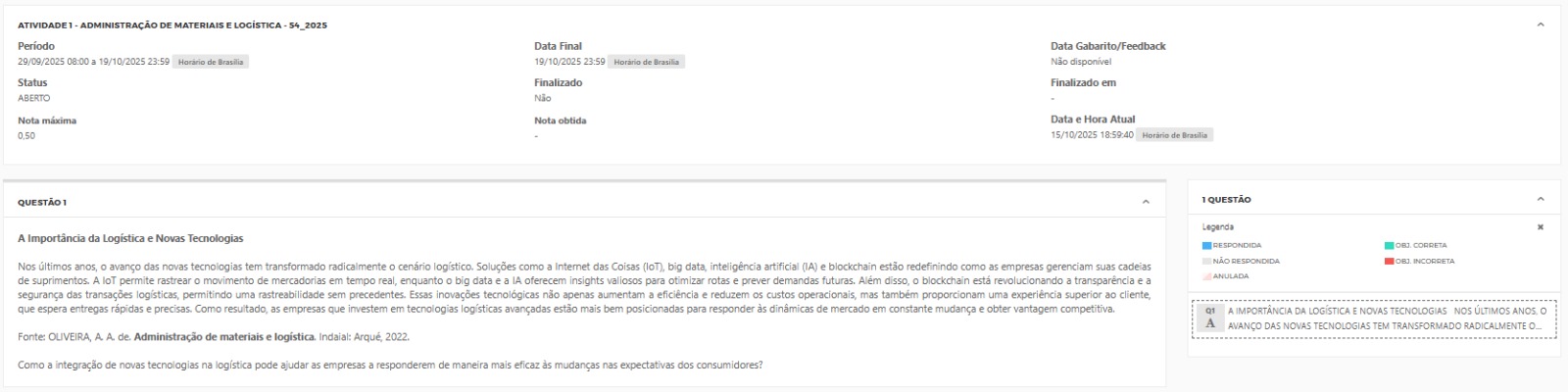 Capa do material: ATIVIDADE 1 - PRÁTICA PEDAGÓGICA: AMBIENTES NÃO-FORMAIS - 54_2025