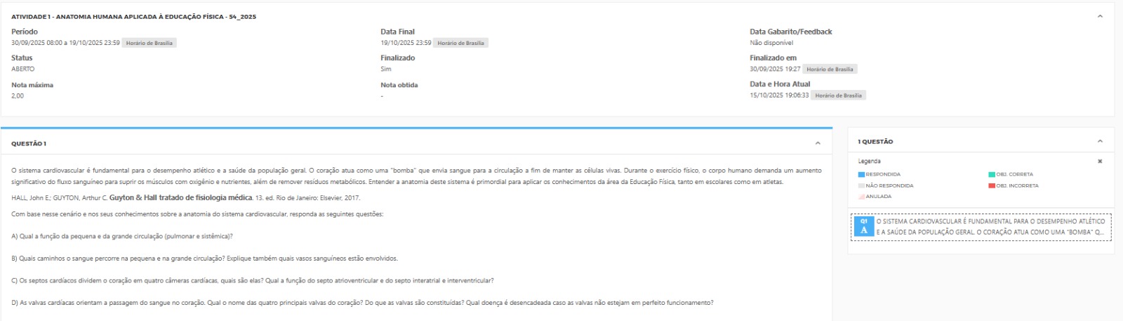 Capa do material: ATIVIDADE 1 - PED - GESTÃO ESCOLAR E ORGANIZAÇÃO DO TRABALHO PEDAGÓGICO - 54_2025
