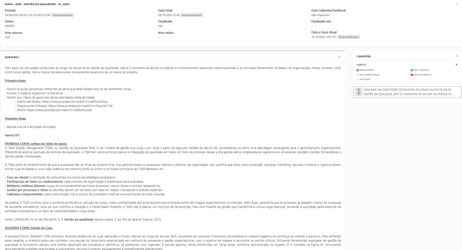 Capa do material: MAPA - ADM - GESTÃO DA QUALIDADE - 54_2025