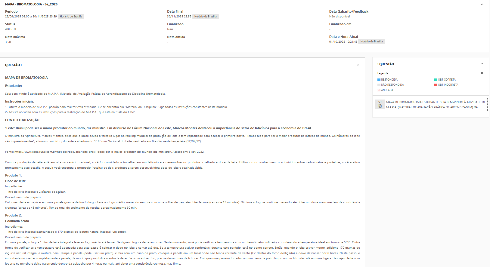 Capa do material: MAPA - BROMATOLOGIA - 54_2025