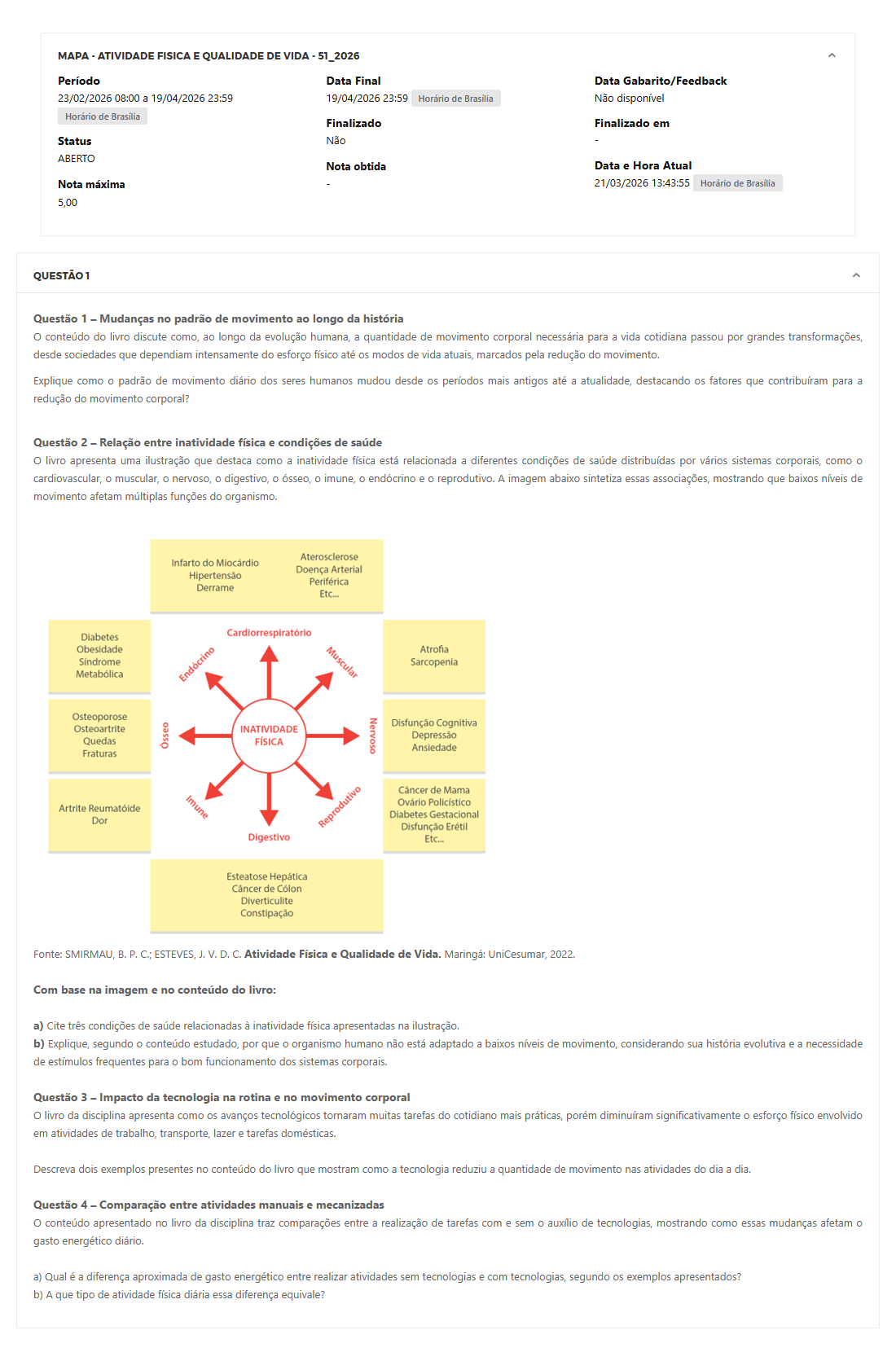 Capa do material: MAPA - ATIVIDADE FISICA E QUALIDADE DE VIDA - 51_2026 - ATIVIDADE FÍSICA E QUALIDADE DE VIDA