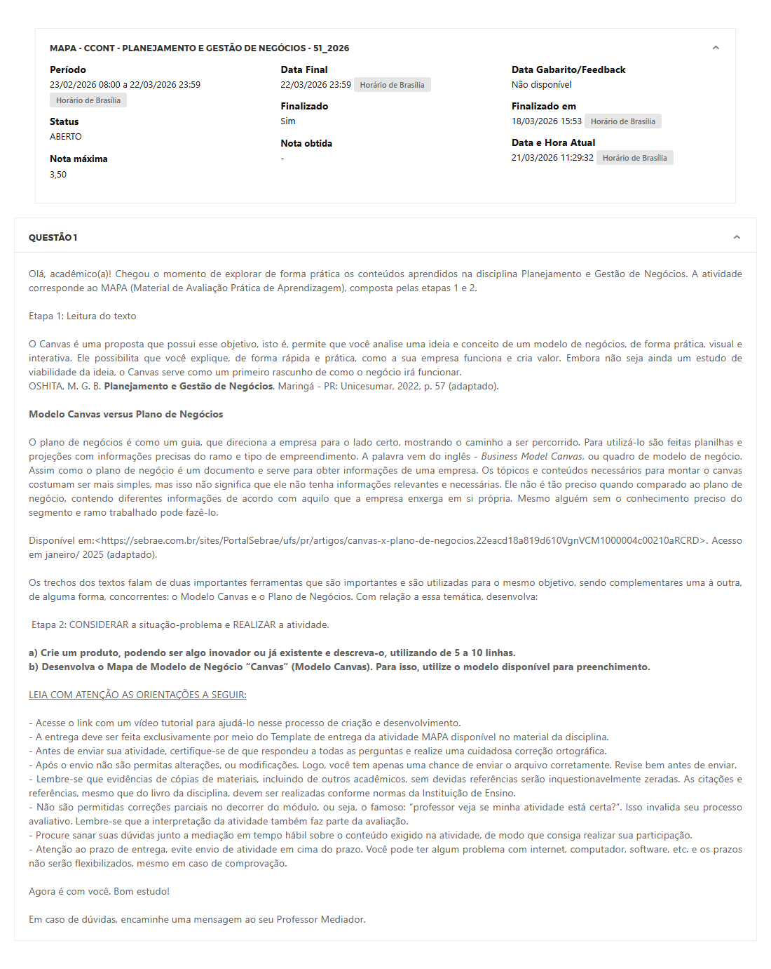 Capa do material: MAPA - CCONT - PLANEJAMENTO E GESTÃO DE NEGÓCIOS - 51_2026 - PLANEJAMENTO E GESTÃO DE NEGÓCIOS