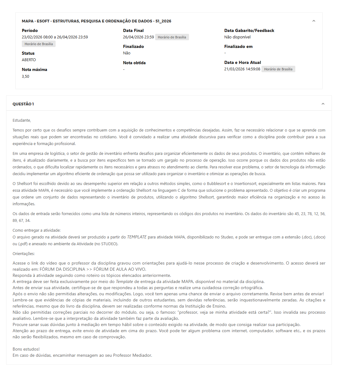 Capa do material: MAPA - ESOFT - ESTRUTURAS, PESQUISA E ORDENAÇÃO DE DADOS - 51_2026 - ESTRUTURAS, PESQUISA E ORDENAÇÃO DE DADOS