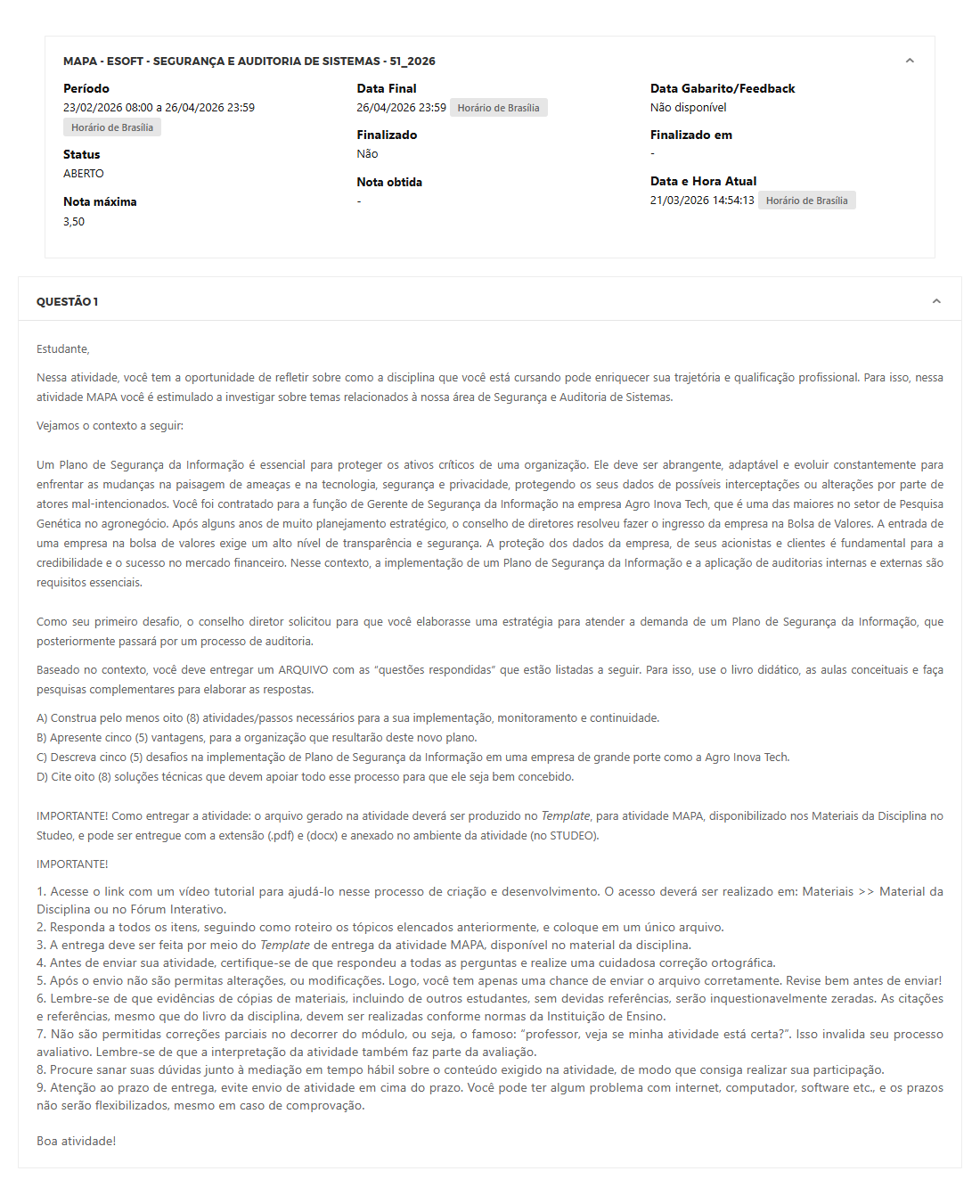 Capa do material: MAPA - ESOFT - SEGURANÇA E AUDITORIA DE SISTEMAS - 51_2026 - SEGURANÇA E AUDITORIA DE SISTEMAS